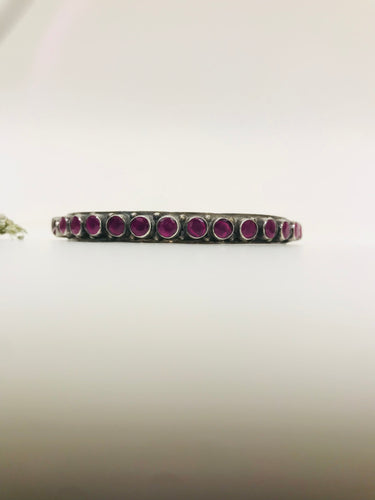 925 Silver Round Ruby Bangle